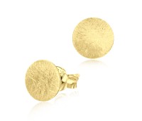 Gold Plated Scratched Disc Stud Earring STS-2150-GP